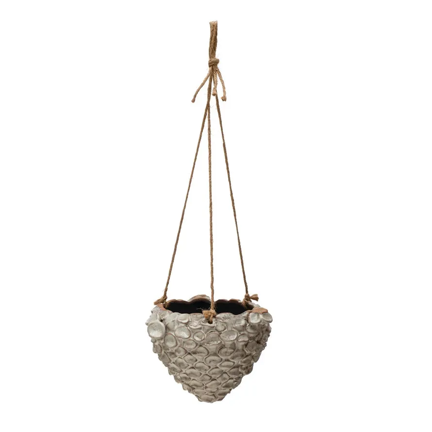 Hanging Stoneware Planter w/ Rope Hanger