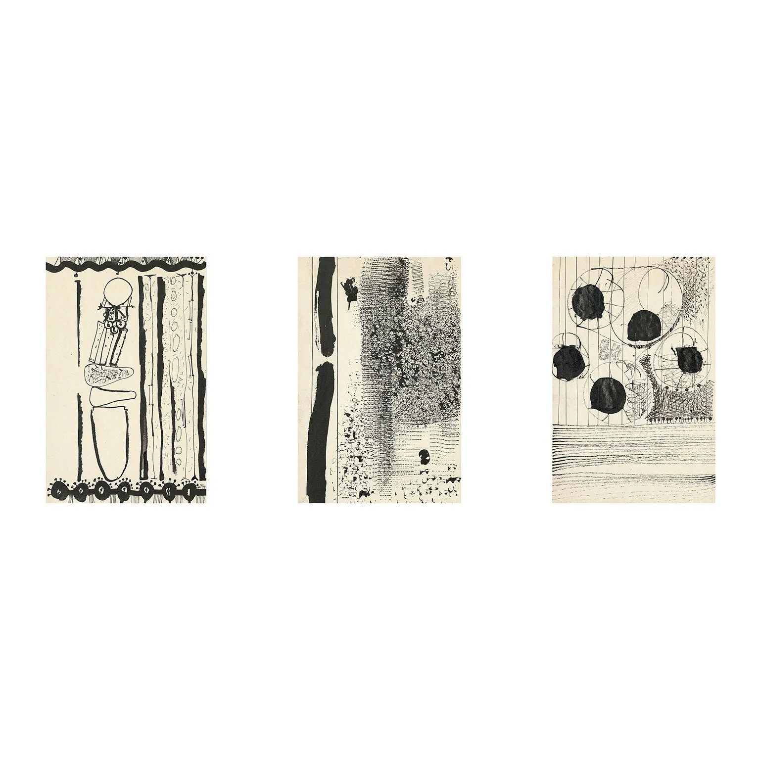 HAROLD TOWN "DINING ROOM DRAWINGS" TRIPTYCH, 1961