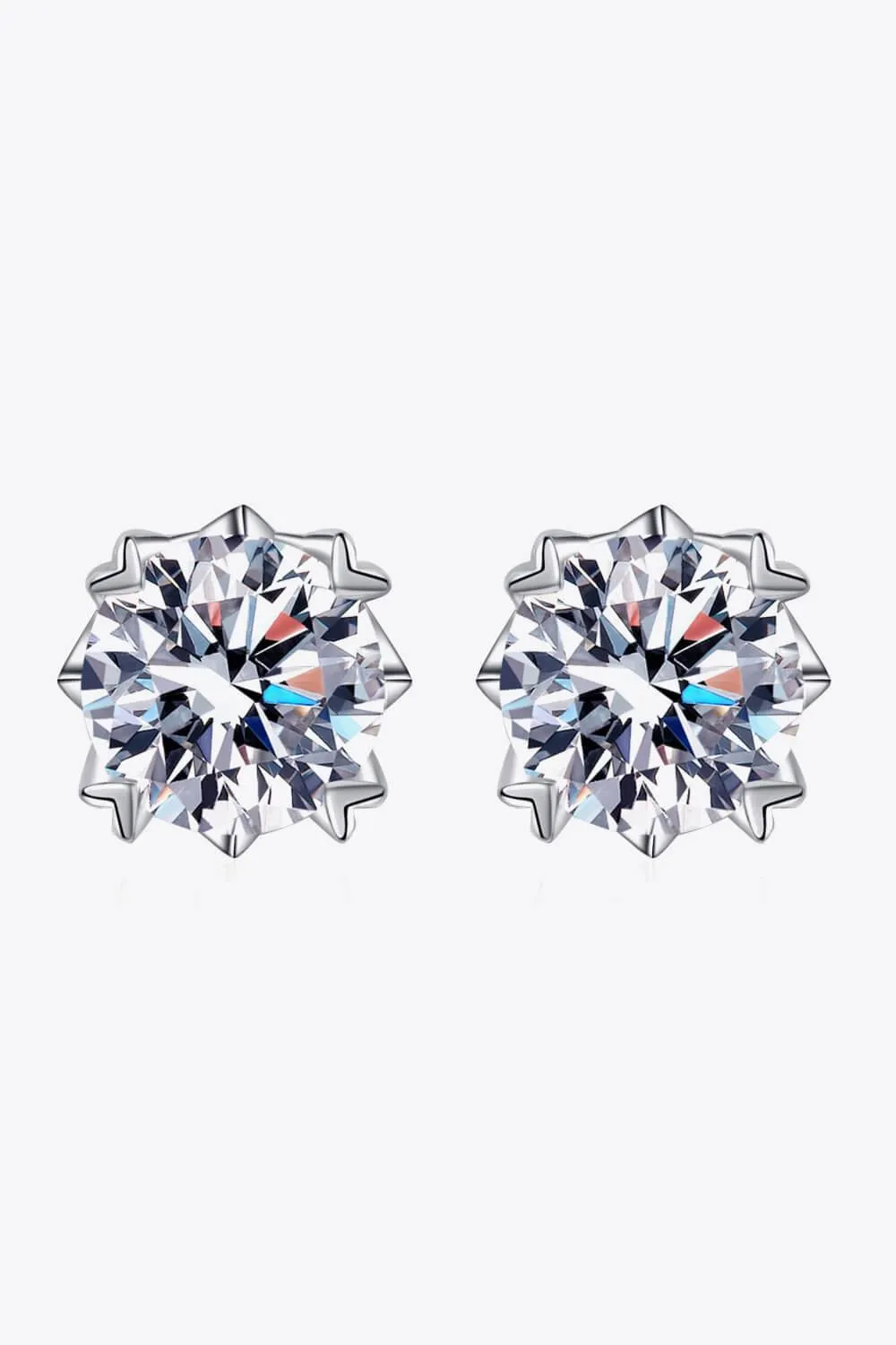 Hazel Blues® | 925 Sterling Silver 4 Carat Moissanite Stud Earrings