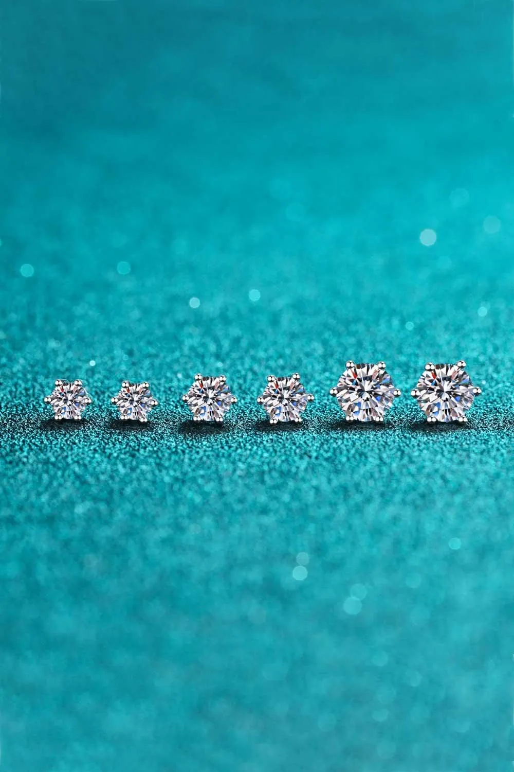 Hazel Blues® | 925 Sterling Silver 6-Prong 2 Carat Moissanite Stud Earrings