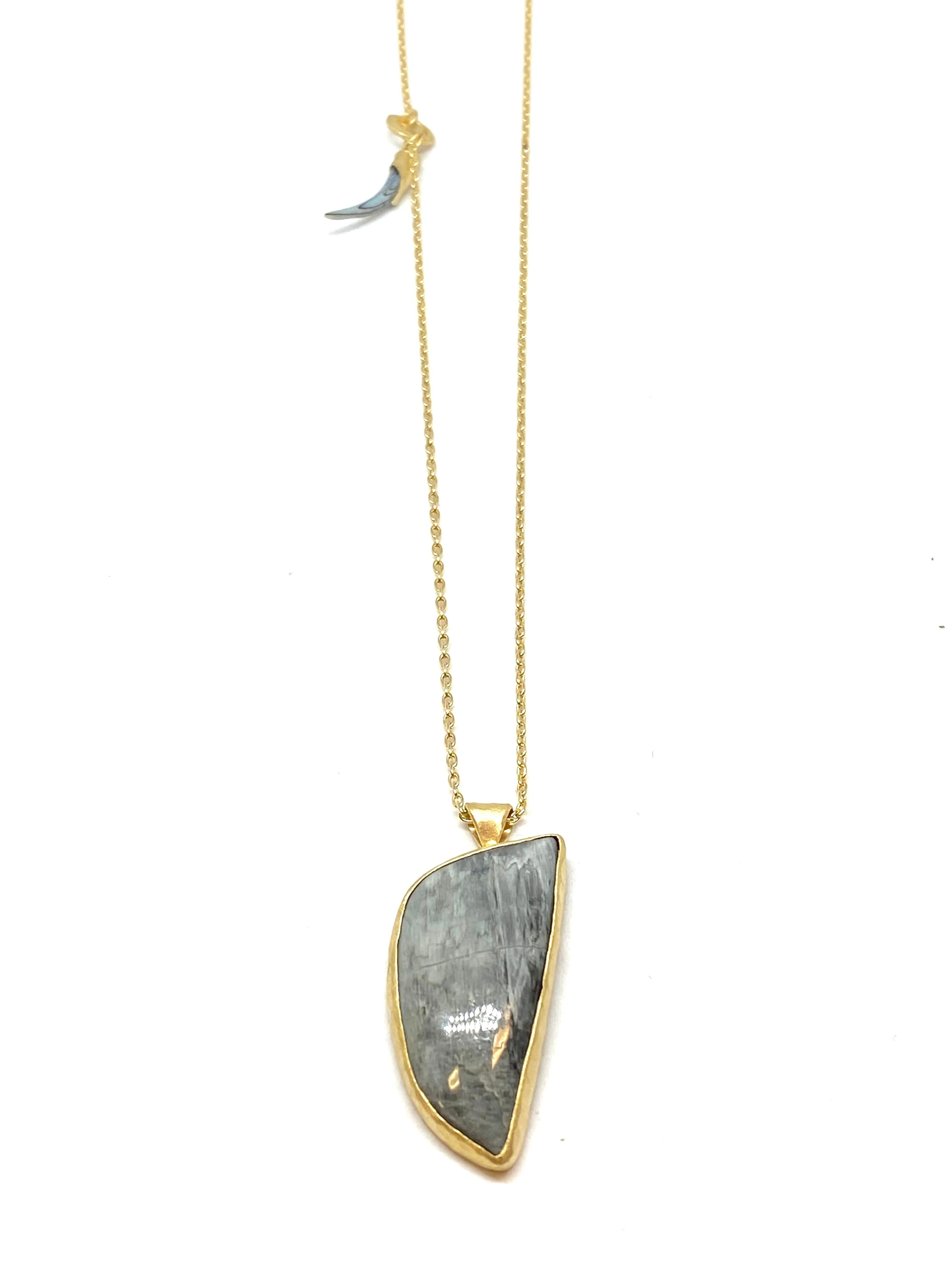 Heather Benjamin Grey Tigers Eye Necklace
