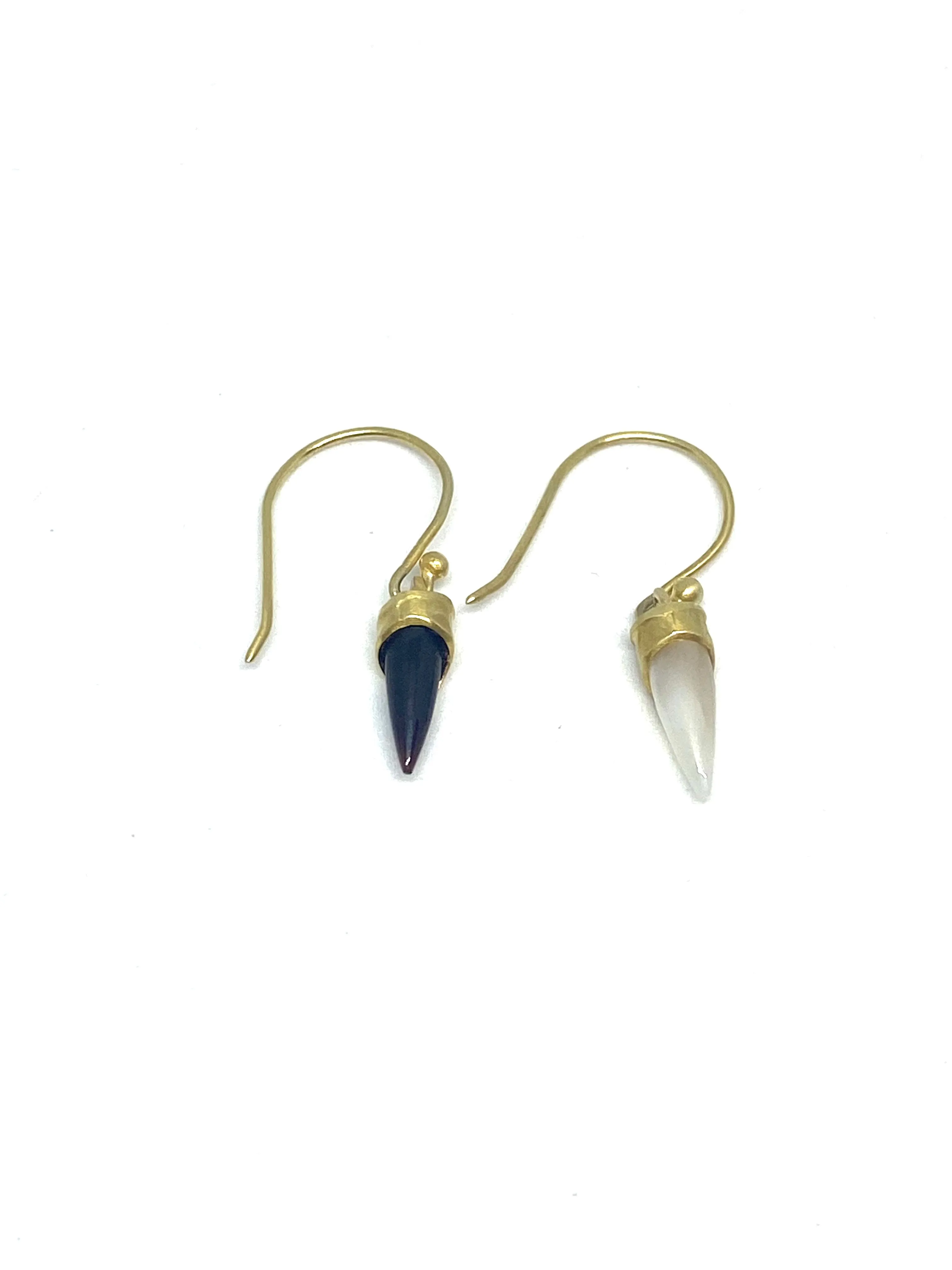 Heather Benjamin Mini White and Gray Shard Drop Earring