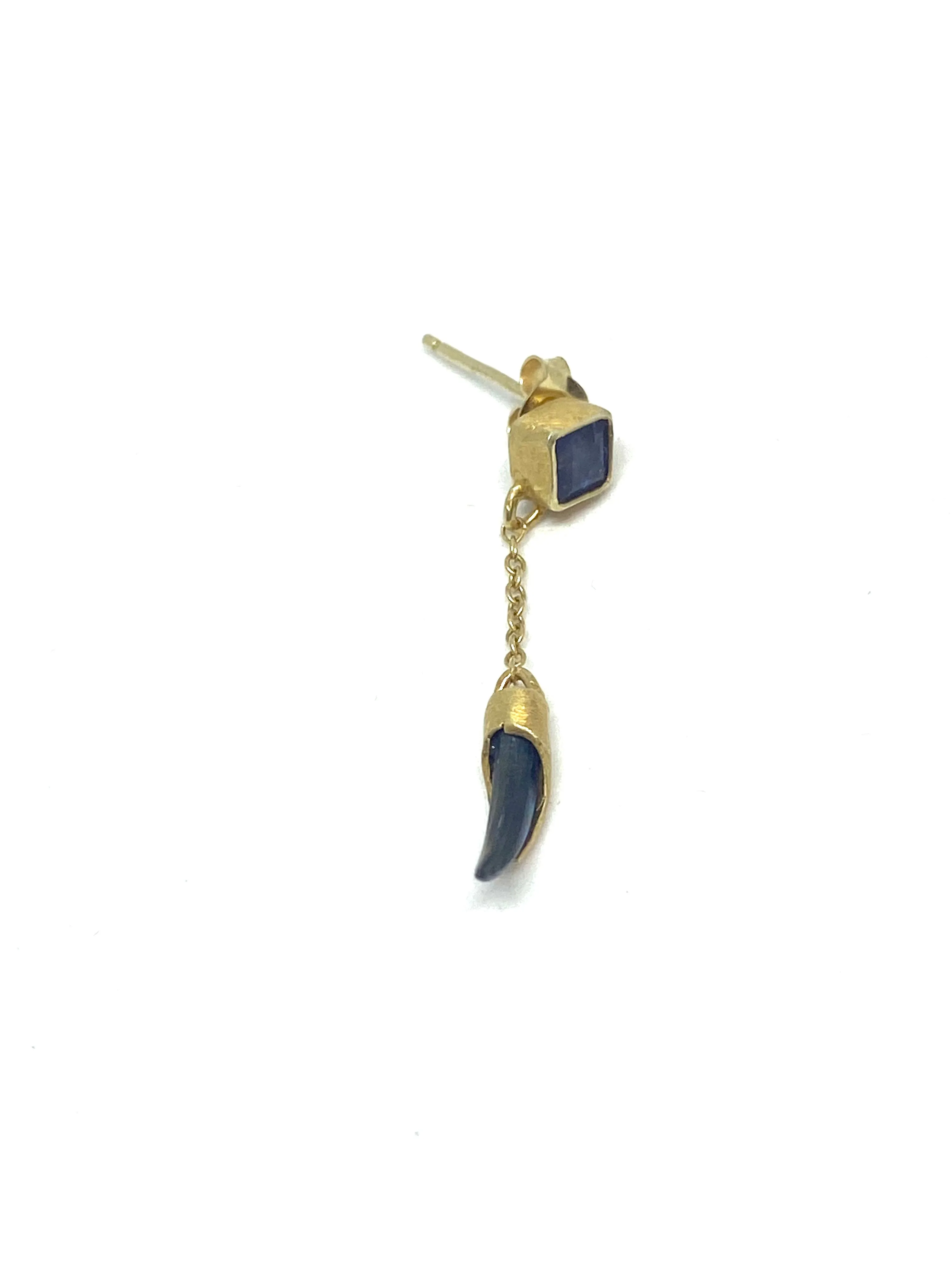 Heather Benjamin Single Iolite Cushion Stud/Shard Drop Earring