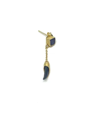 Heather Benjamin Single Iolite Cushion Stud/Shard Drop Earring