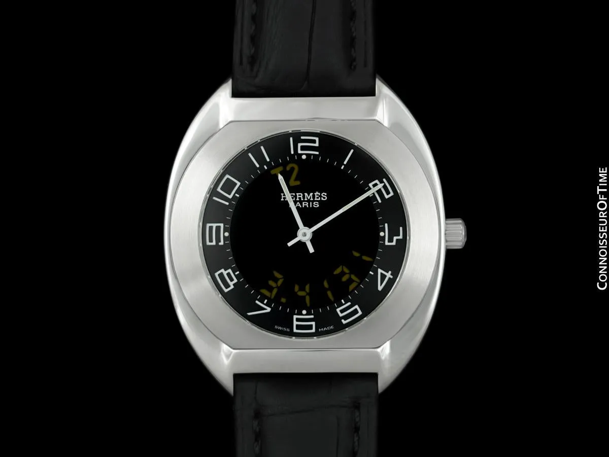 Hermès Espace Mens Full Size Multi-Function Digital Electronic Watch - Stainless Steel