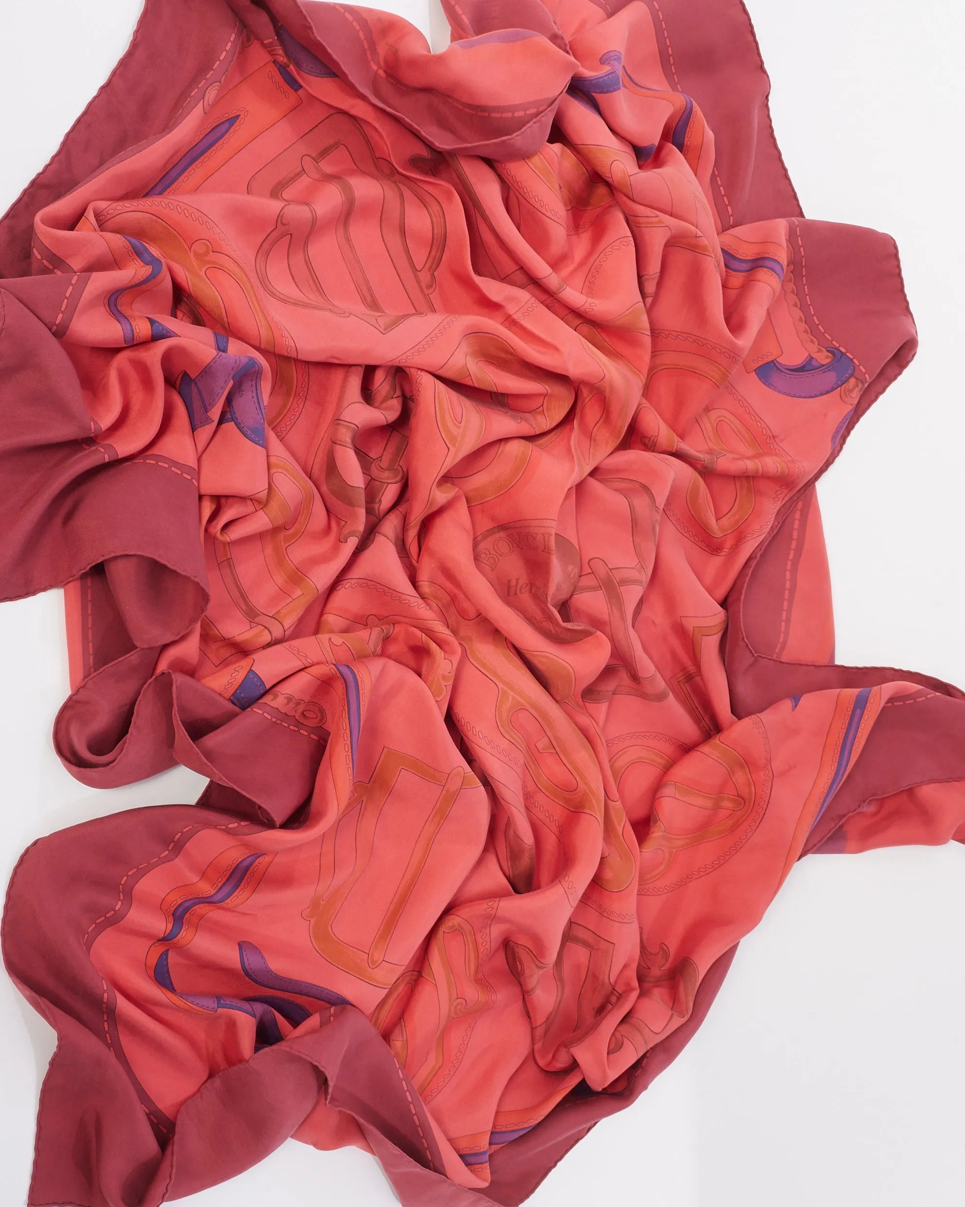 Hermès Pink Multi "Bovclerie D'Attelage" Silk Scarf/Shawl
