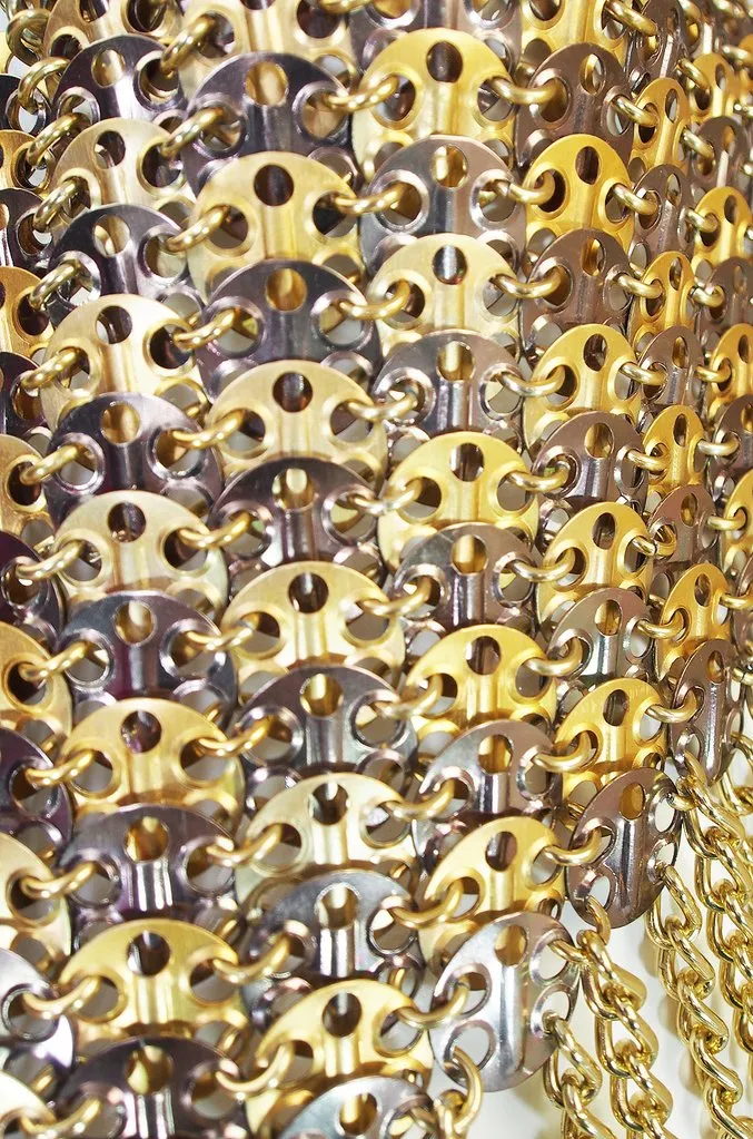 Iconic 1968 Paco Rabanne Chain Mail Dress in Silver & Gold Metal