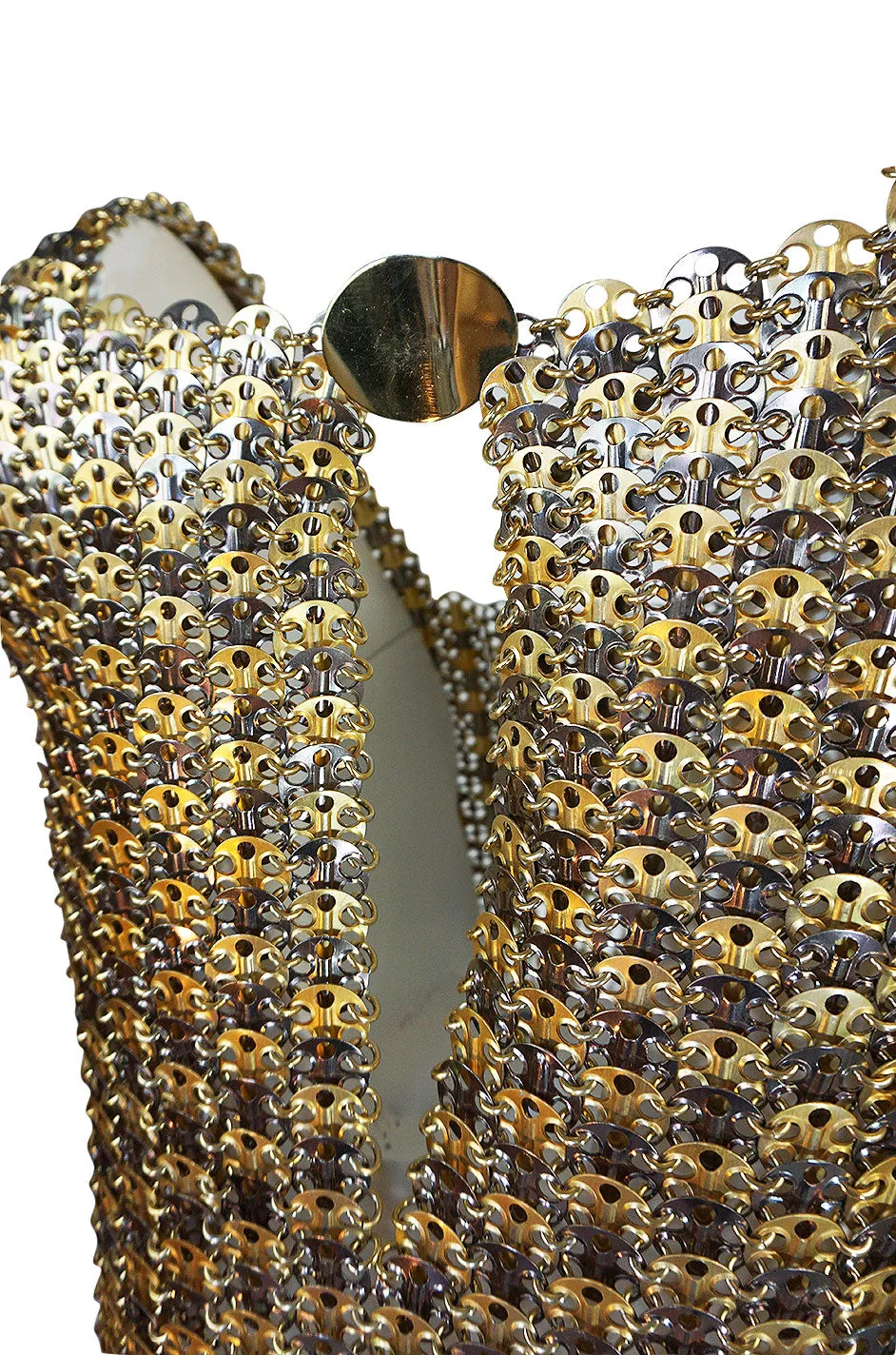 Iconic 1968 Paco Rabanne Chain Mail Dress in Silver & Gold Metal