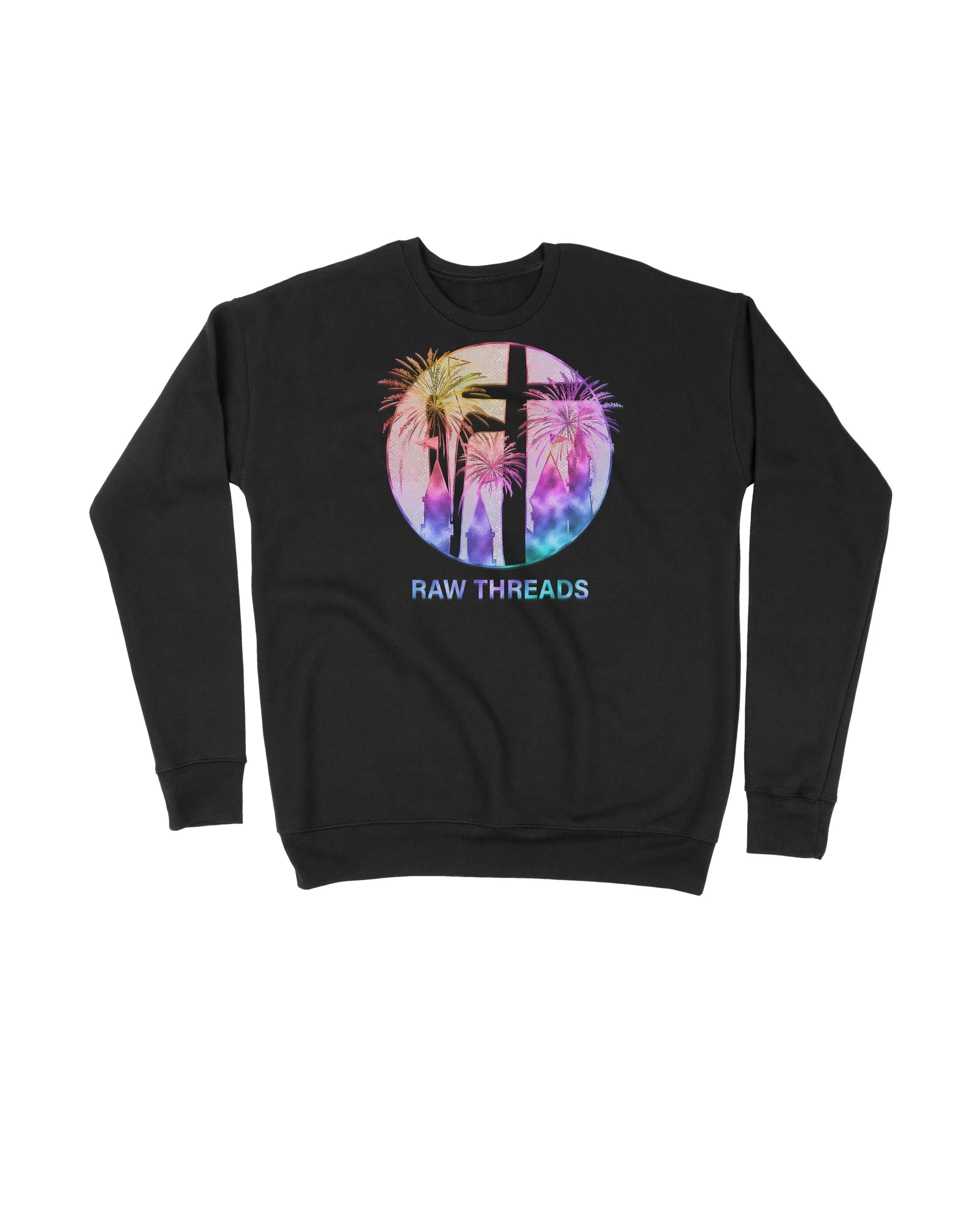 Iridescent Firework Castle Raw Threads Logo