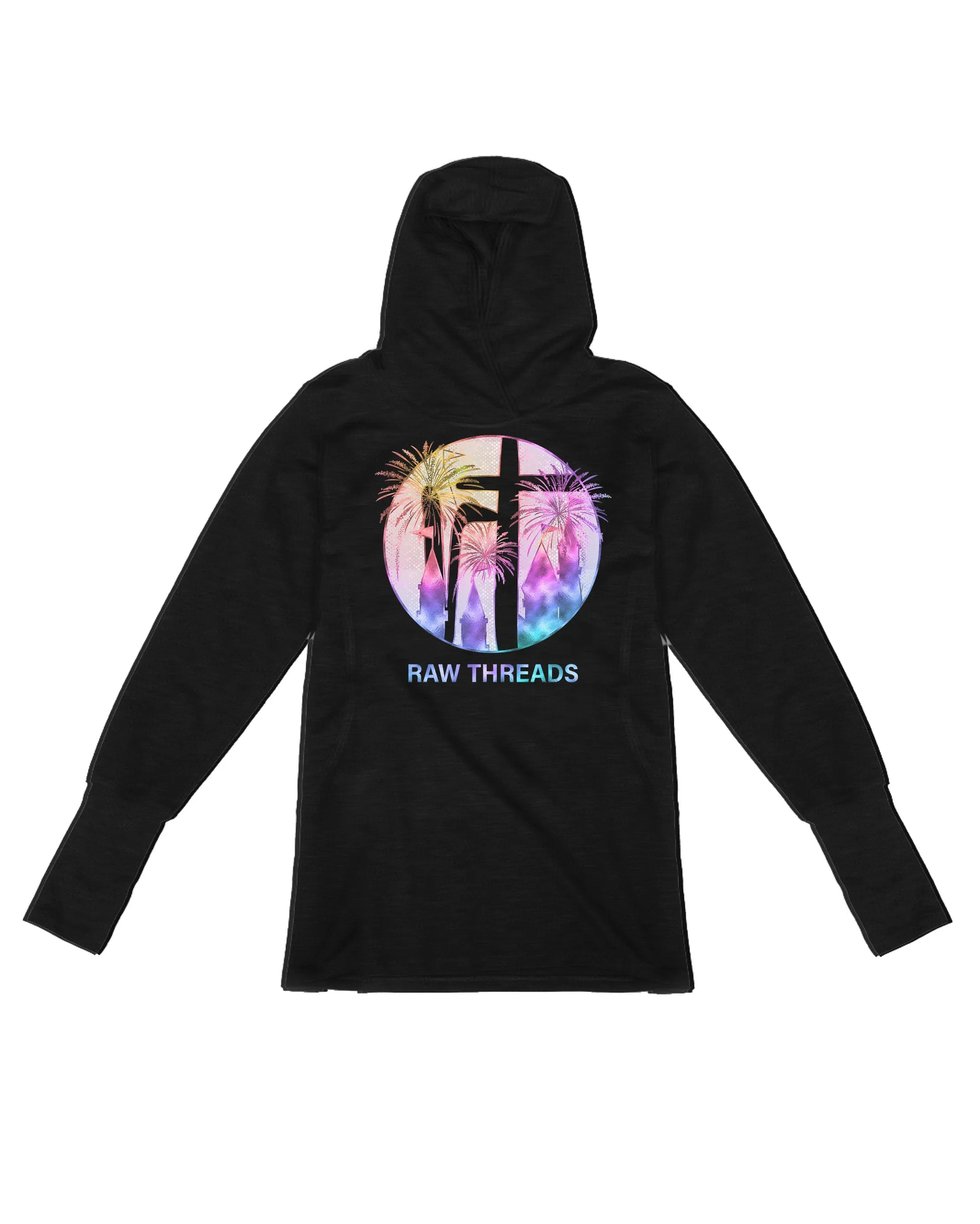 Iridescent Firework Castle Raw Threads Logo