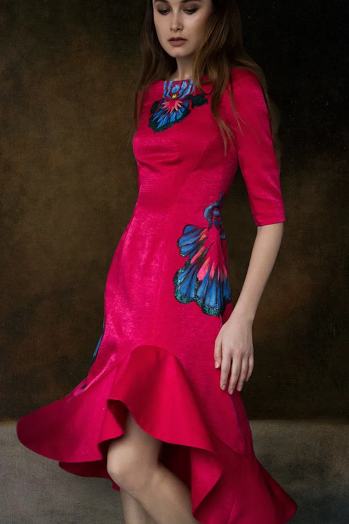 IRIS FLOWERS-PAINTED EVENING DRESS