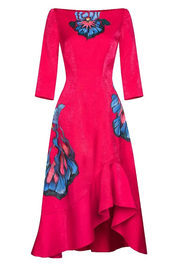 IRIS FLOWERS-PAINTED EVENING DRESS