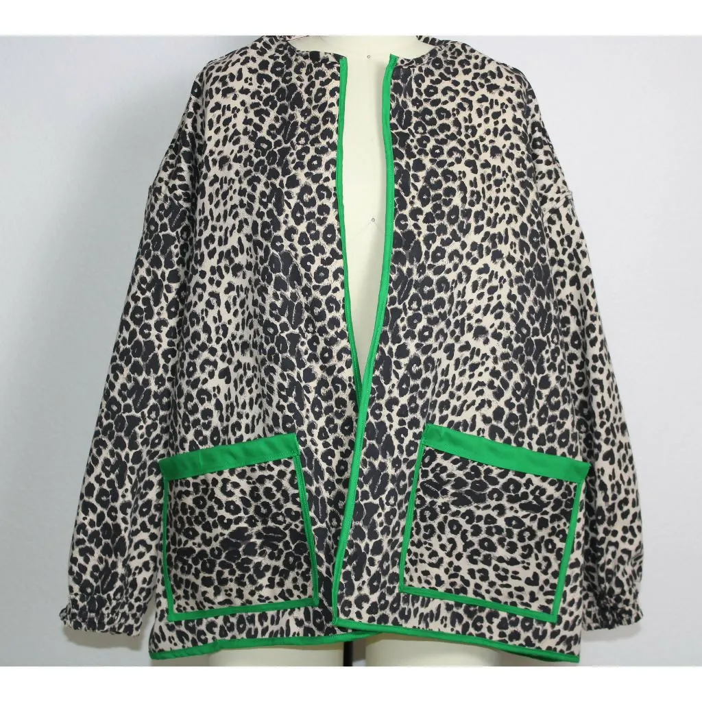 Kelly Green Leopard Print Jacket