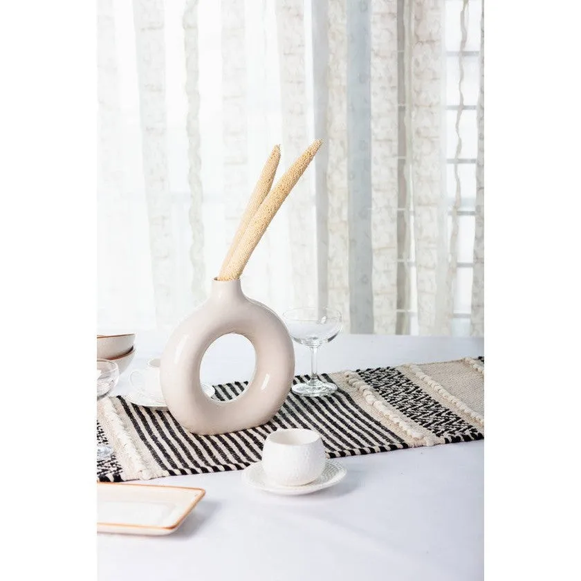 Knotted Stripes Black & White Table Runner