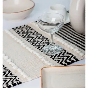 Knotted Stripes Black & White Table Runner