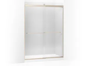 KOHLER K-706019-L Levity Sliding shower door, 82" H x 56-5/8 - 59-5/8" W, with 3/8" thick Crystal Clear glass and square towel bar