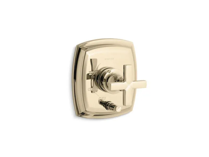 KOHLER K-T98759-3 Margaux Rite-Temp(R) pressure-balancing valve trim with push-button diverter and cross handles, valve not included
