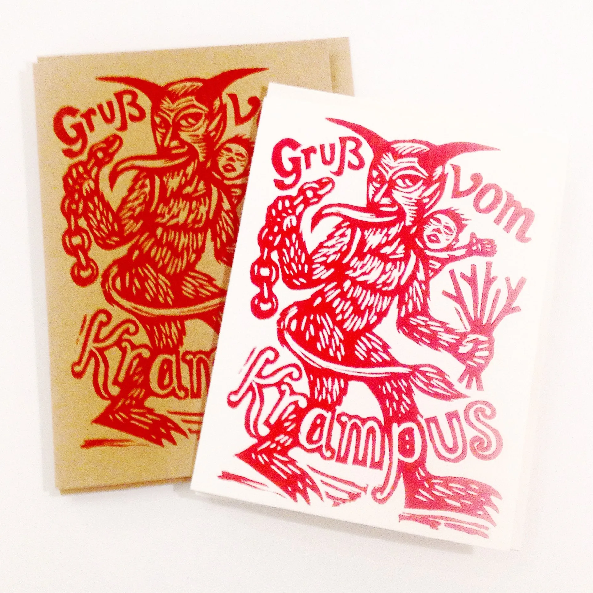 Krampus Card: Letterpress, Linocut