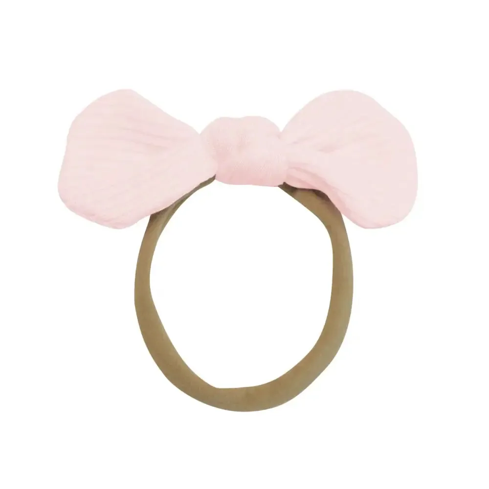 Kyte Baby Ribbed Nylon Bow in Blush
