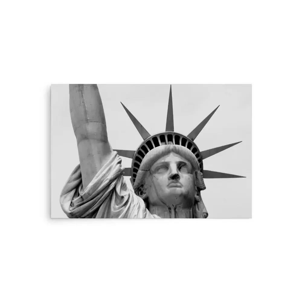 Lady Liberty's Gaze – Black & White Statue of Liberty Poster
