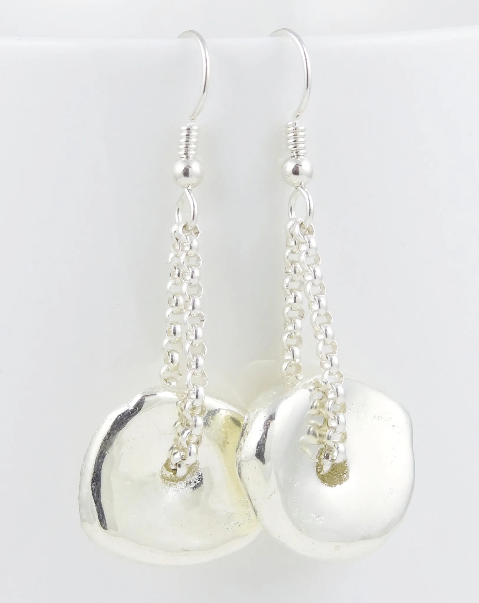 Large Minimalist Sterling Disk Earrings
