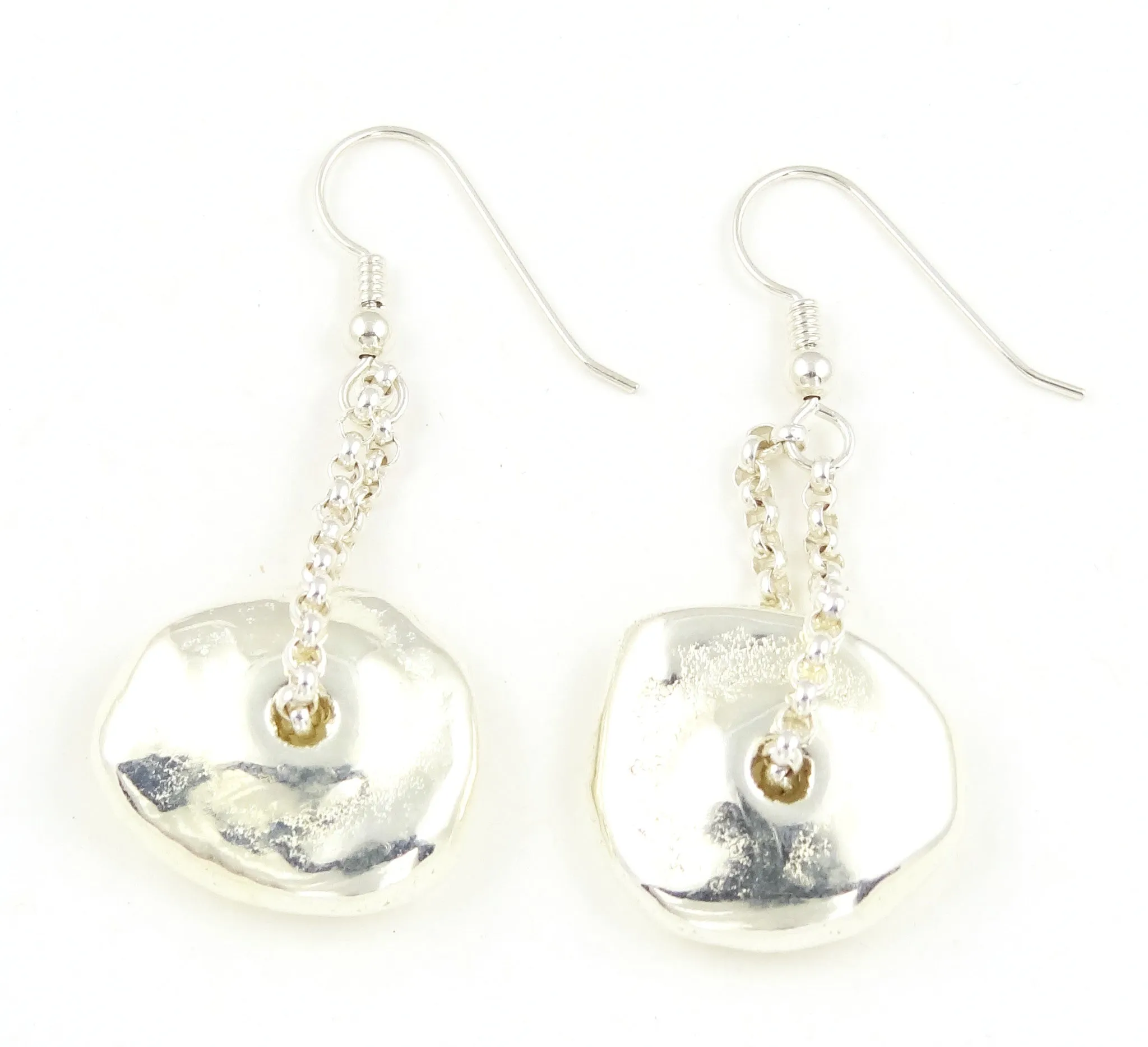 Large Minimalist Sterling Disk Earrings