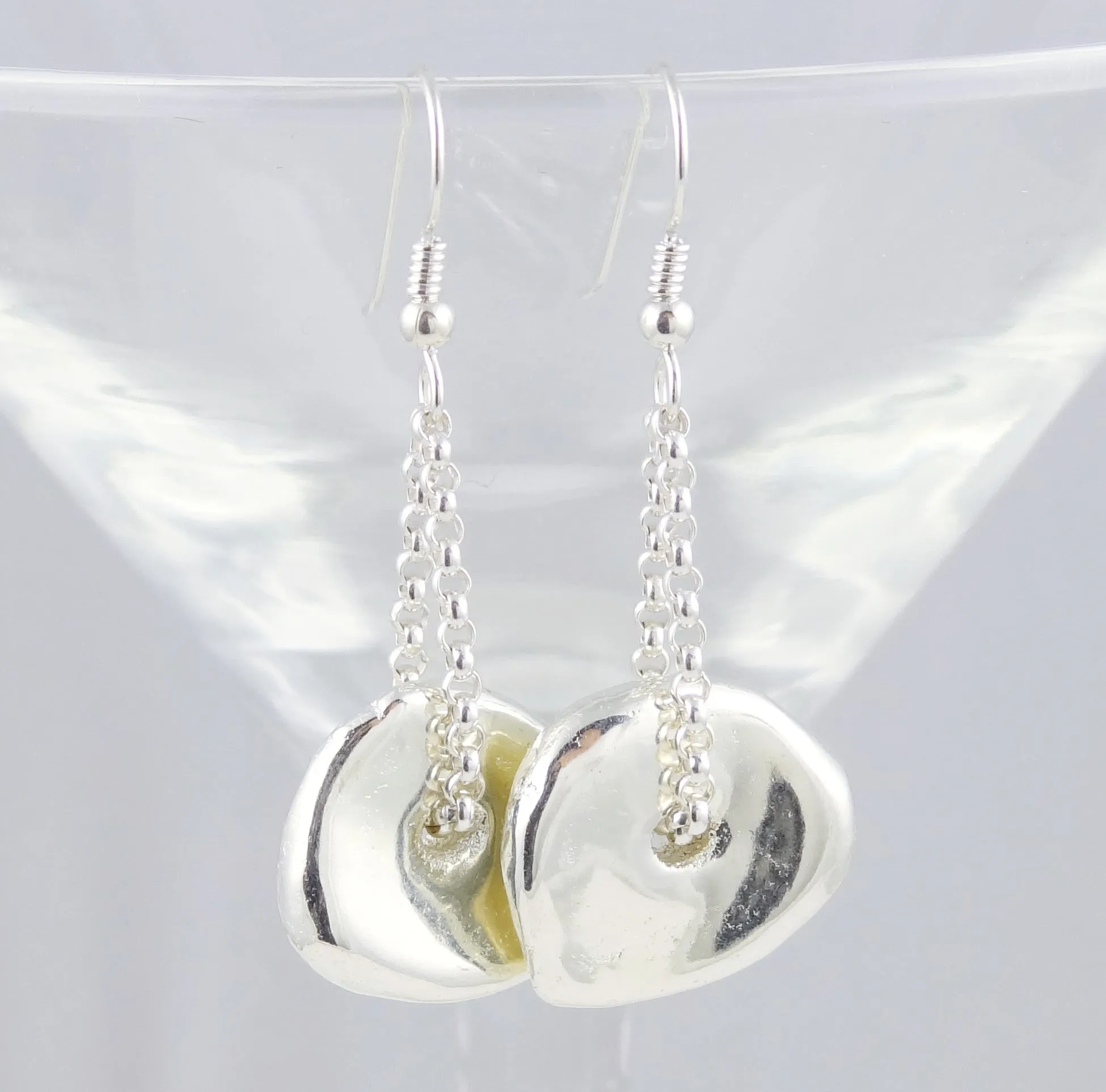 Large Minimalist Sterling Disk Earrings
