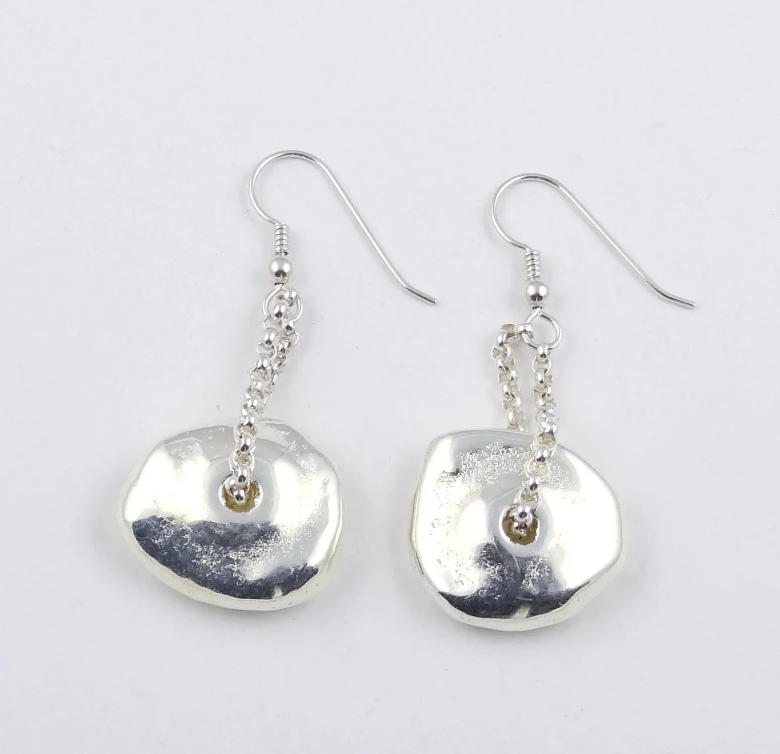 Large Minimalist Sterling Disk Earrings