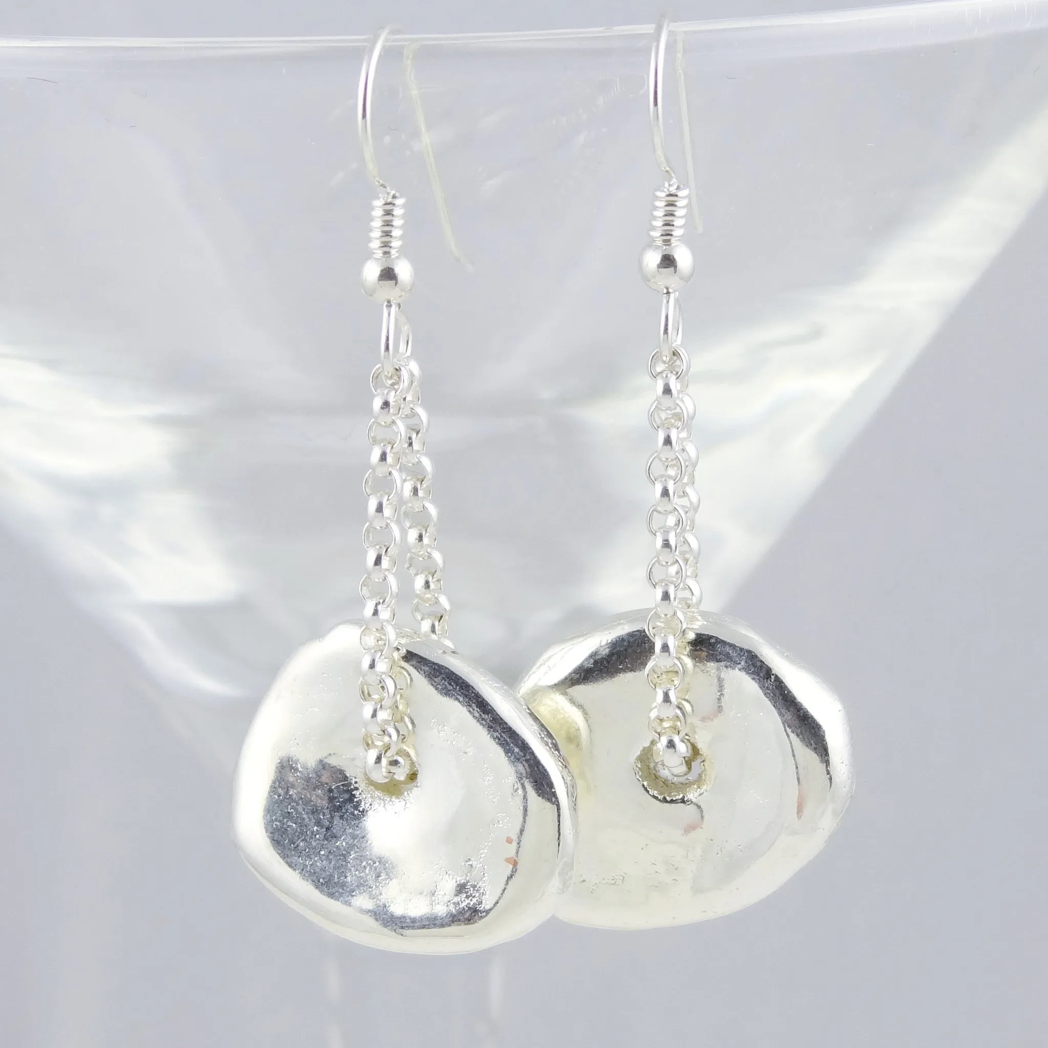 Large Minimalist Sterling Disk Earrings