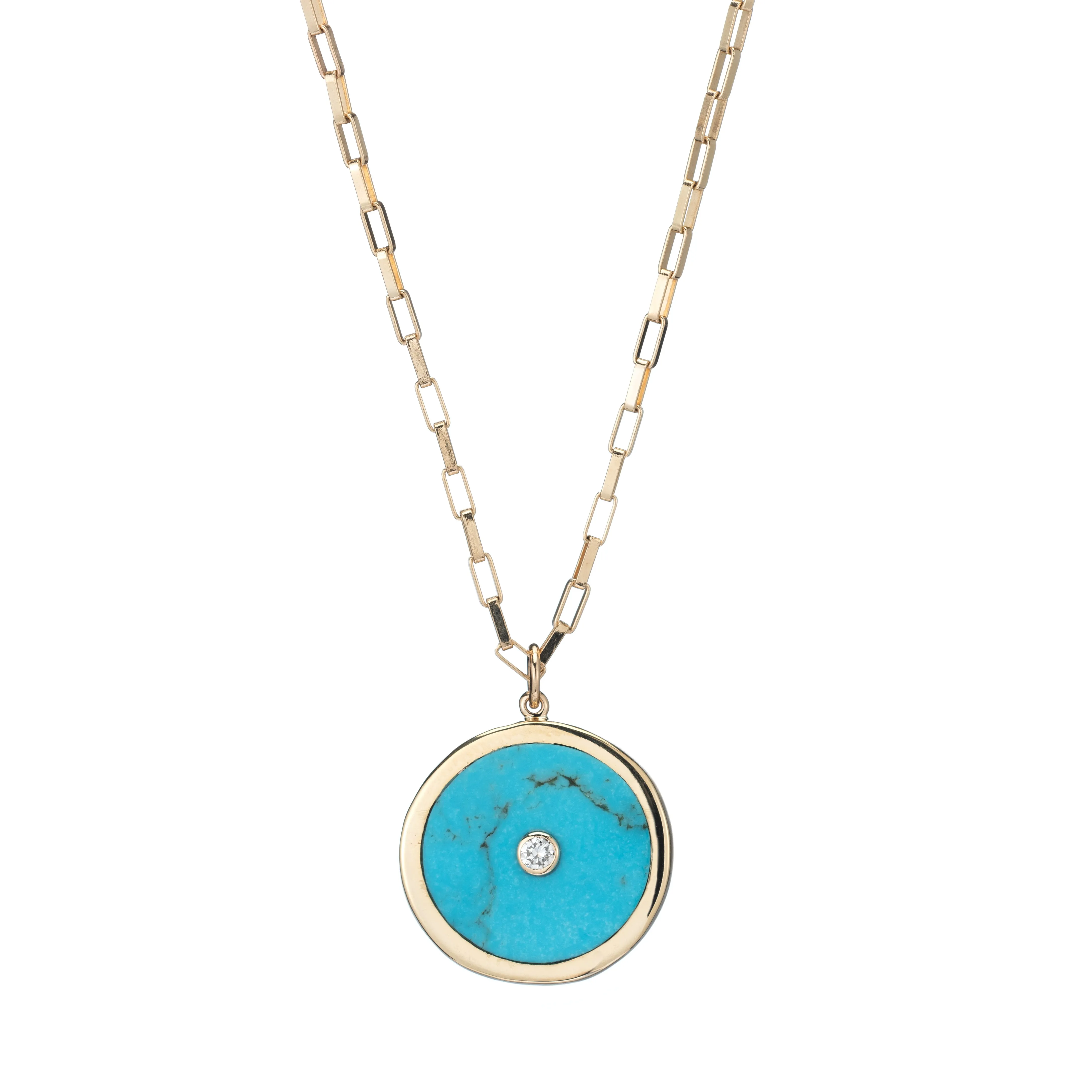 Large Turquoise, Gold & Diamond Charm