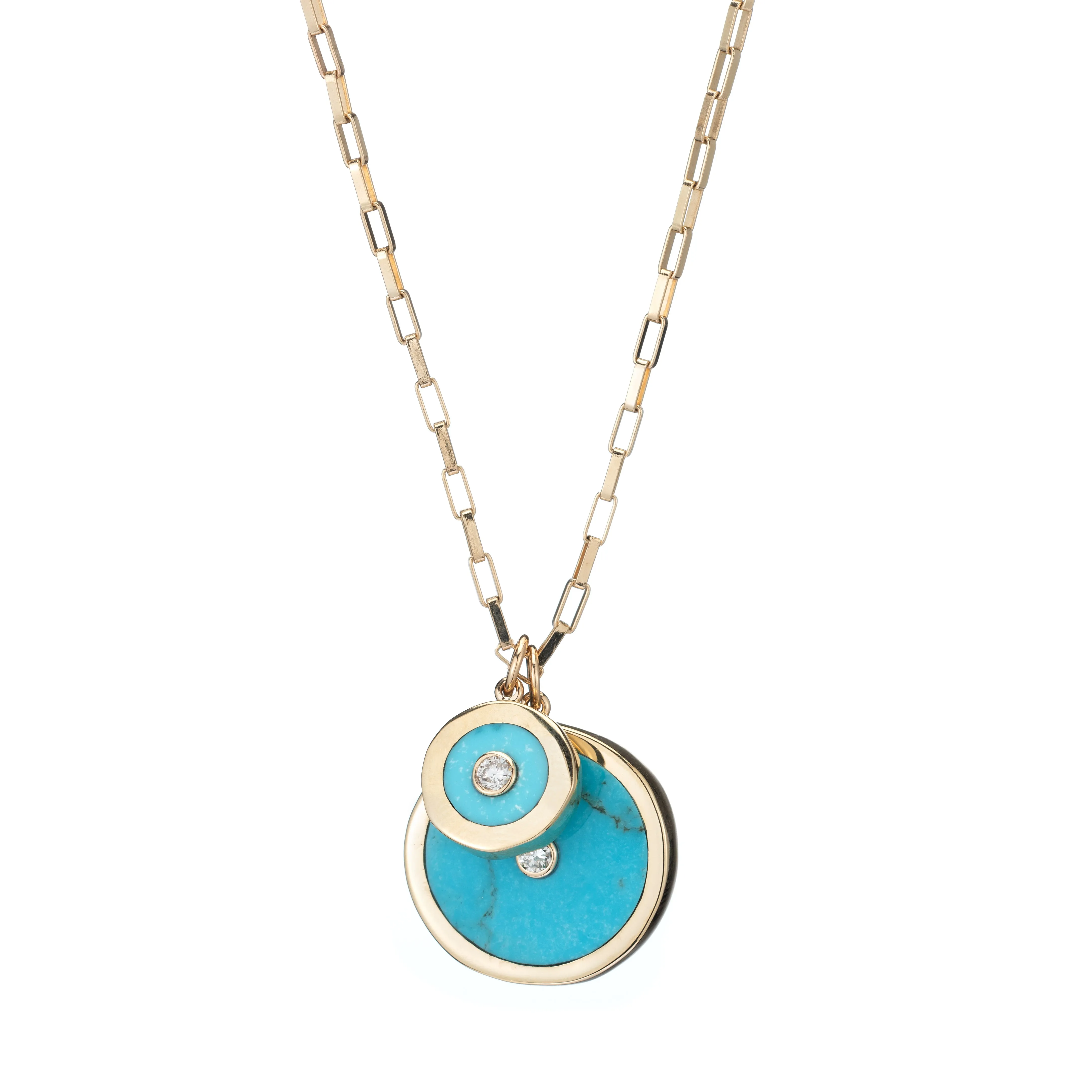 Large Turquoise, Gold & Diamond Charm