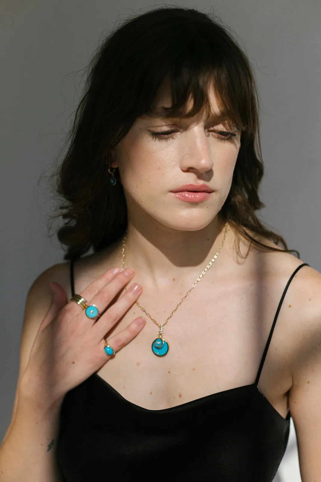 Large Turquoise, Gold & Diamond Charm