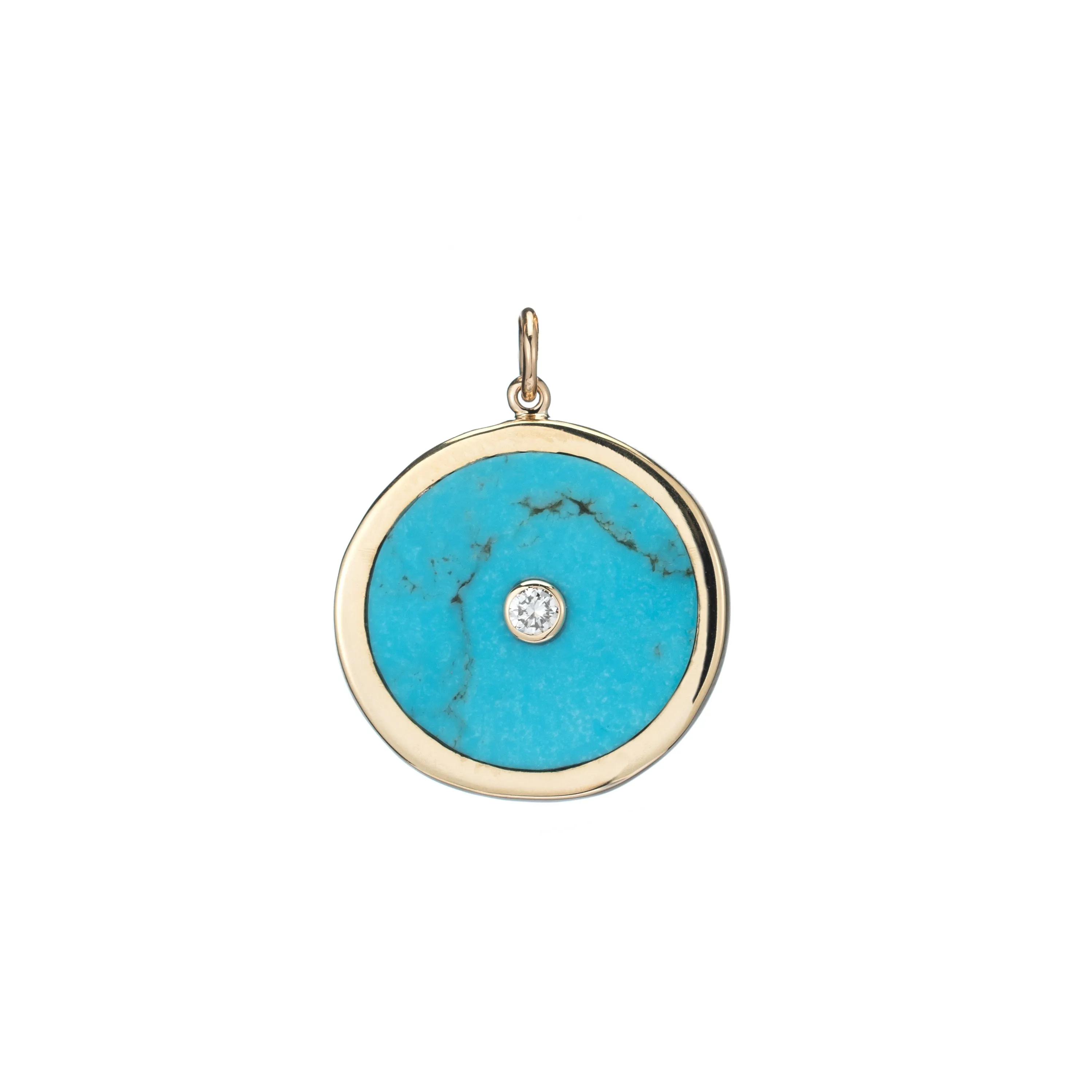 Large Turquoise, Gold & Diamond Charm