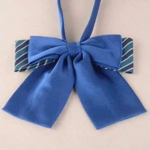 Layered Adjustable Striped Bow Tie - Blue