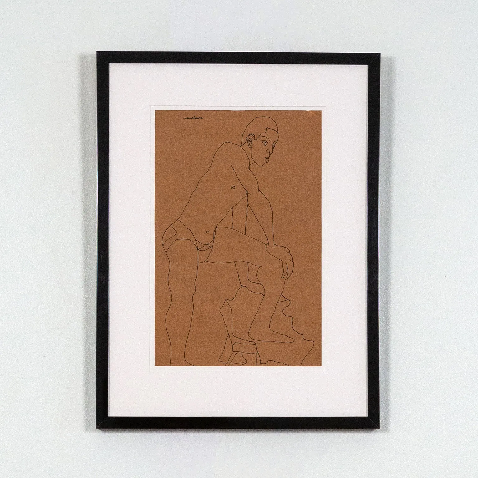LOUISE NEVELSON "MALE MODEL POSING" DRAWING, 1930