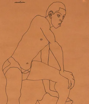 LOUISE NEVELSON "MALE MODEL POSING" DRAWING, 1930