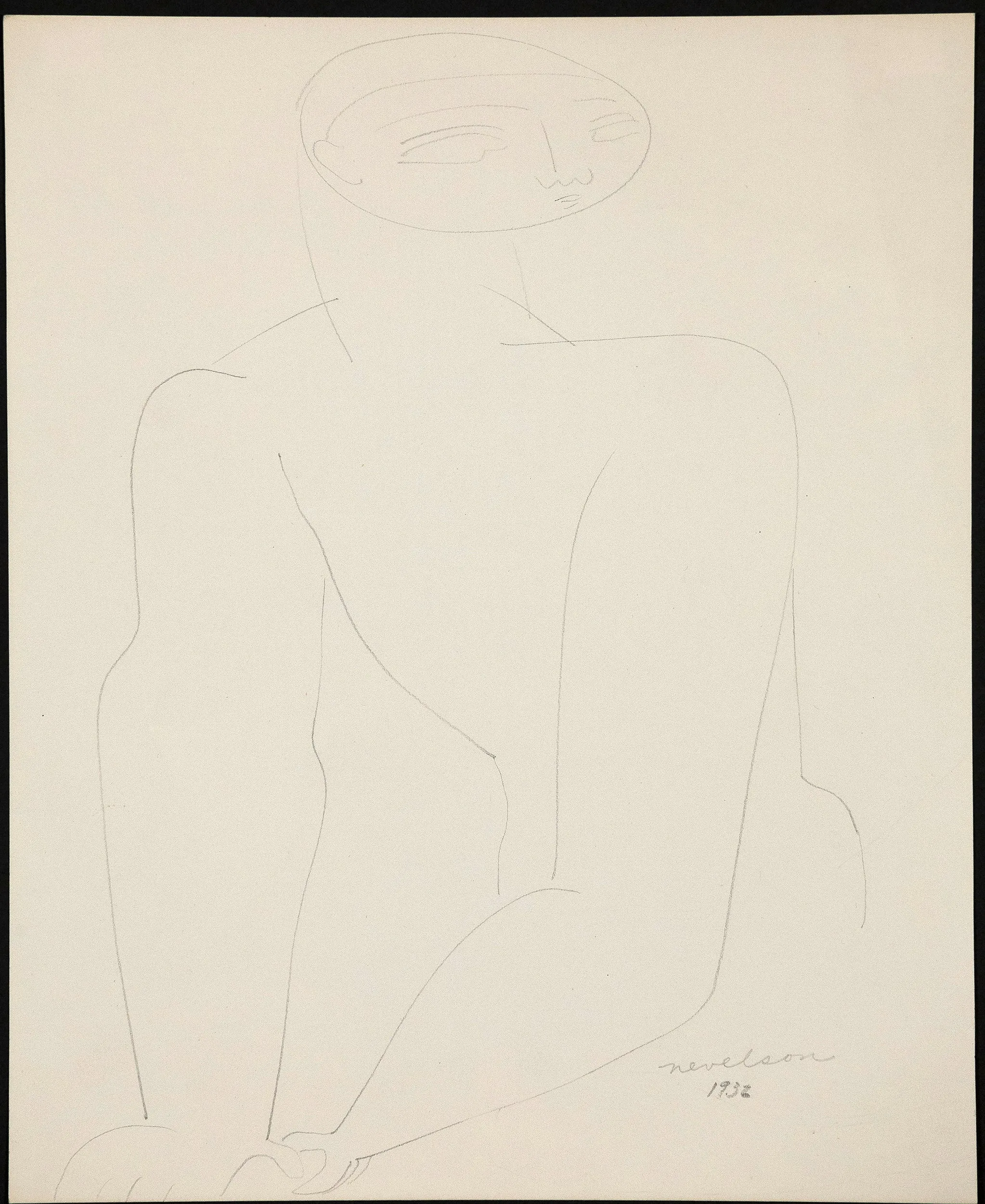 LOUISE NEVELSON "MALE NUDE" DRAWING, 1932