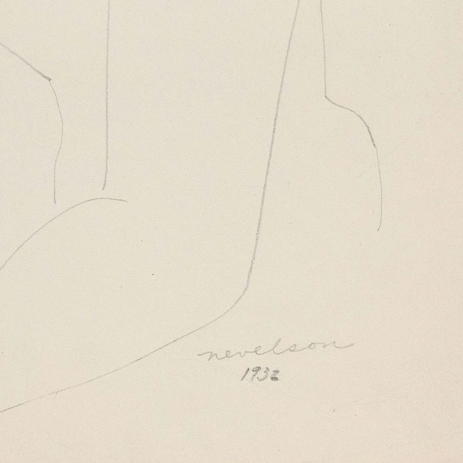 LOUISE NEVELSON "MALE NUDE" DRAWING, 1932