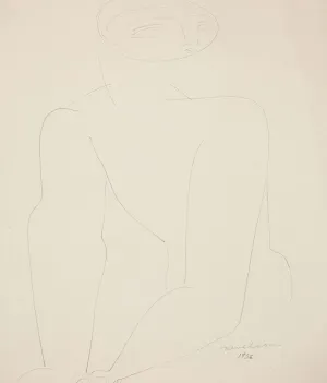 LOUISE NEVELSON "MALE NUDE" DRAWING, 1932