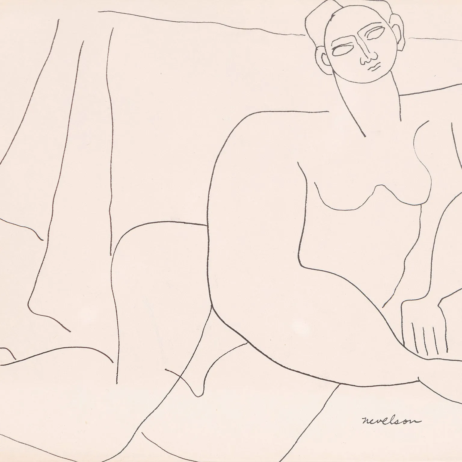 LOUISE NEVELSON "RECLINING NUDE" DRAWING, 1930