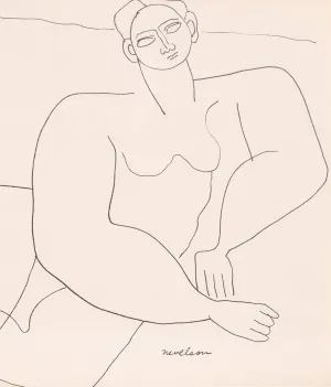 LOUISE NEVELSON "RECLINING NUDE" DRAWING, 1930