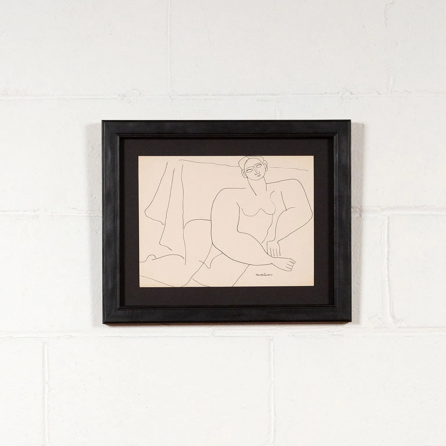 LOUISE NEVELSON "RECLINING NUDE" DRAWING, 1930