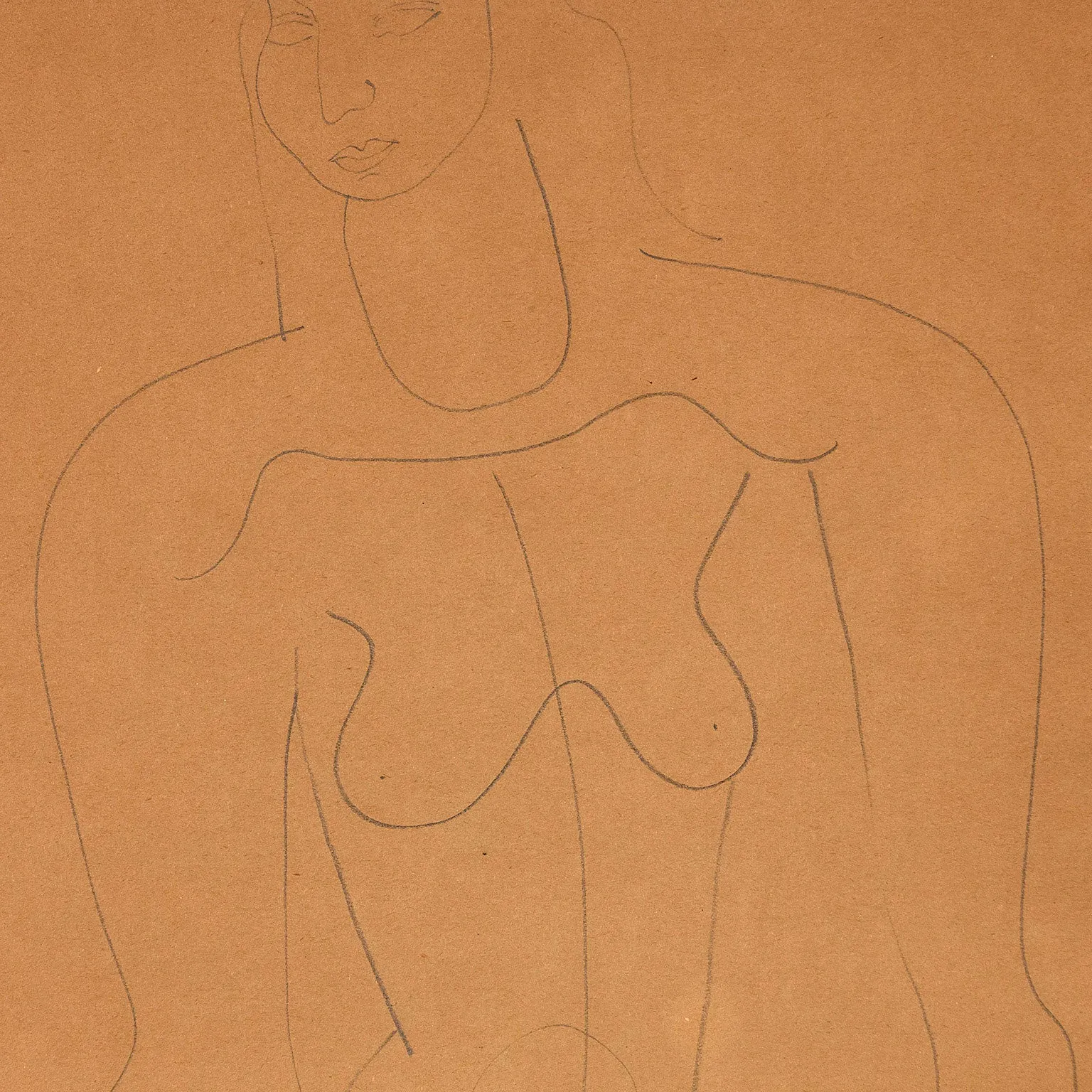 LOUISE NEVELSON "SEATED FEMALE NUDE" DRAWING, c. 1930