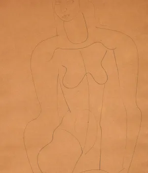 LOUISE NEVELSON "SEATED FEMALE NUDE" DRAWING, c. 1930