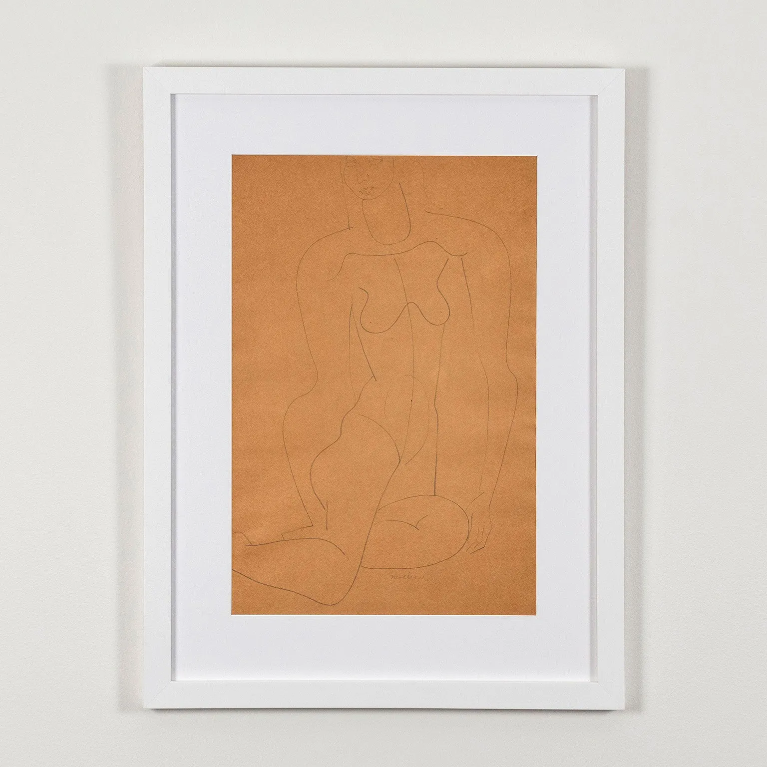 LOUISE NEVELSON "SEATED FEMALE NUDE" DRAWING, c. 1930