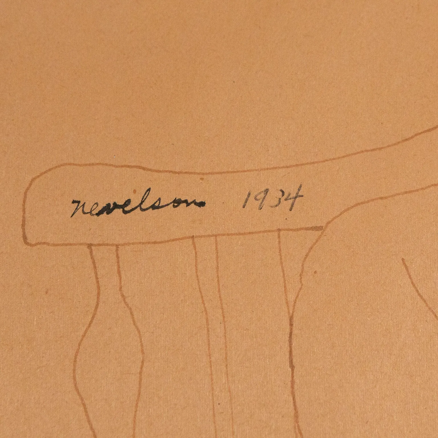 LOUISE NEVELSON "SEATED WOMAN" DRAWING, 1934
