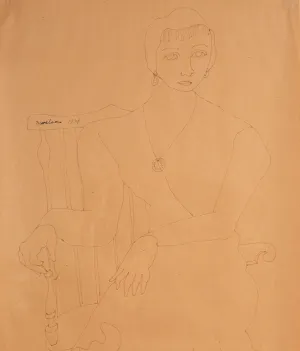 LOUISE NEVELSON "SEATED WOMAN" DRAWING, 1934