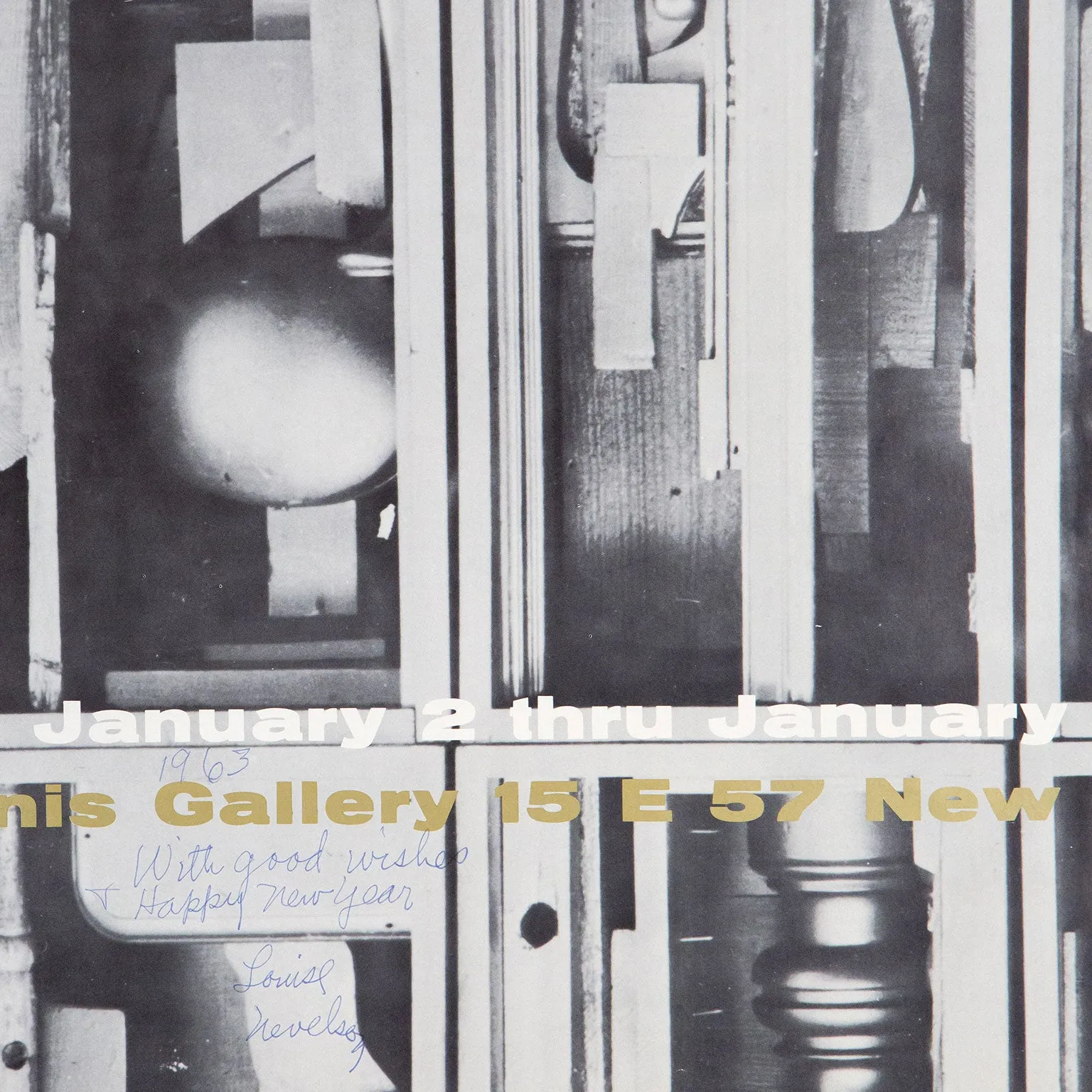 LOUISE NEVELSON "SIDNEY JANIS GALLERY EXHIBITION POSTER" 1963
