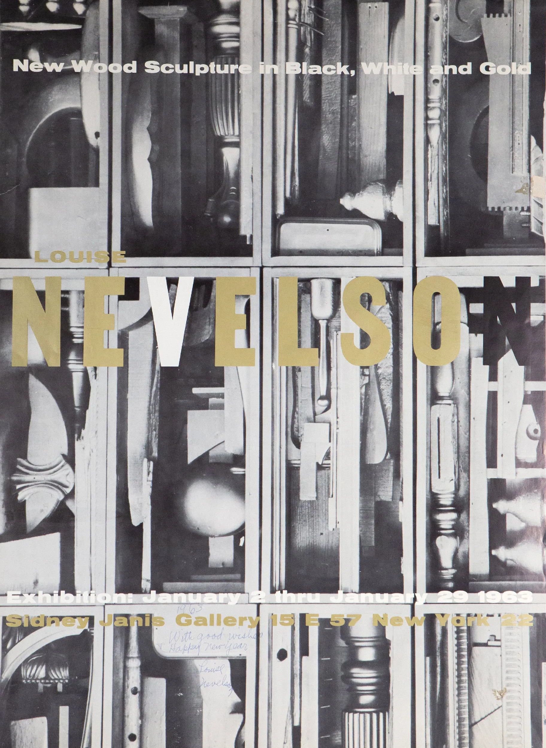 LOUISE NEVELSON "SIDNEY JANIS GALLERY EXHIBITION POSTER" 1963
