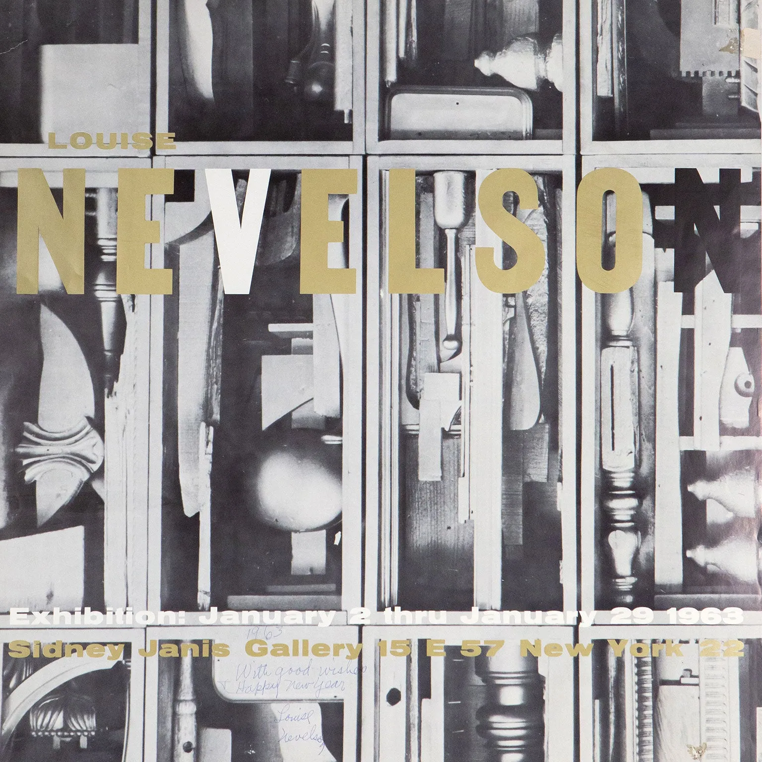 LOUISE NEVELSON "SIDNEY JANIS GALLERY EXHIBITION POSTER" 1963